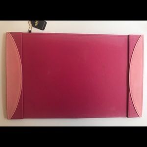 Pink leather desk pad